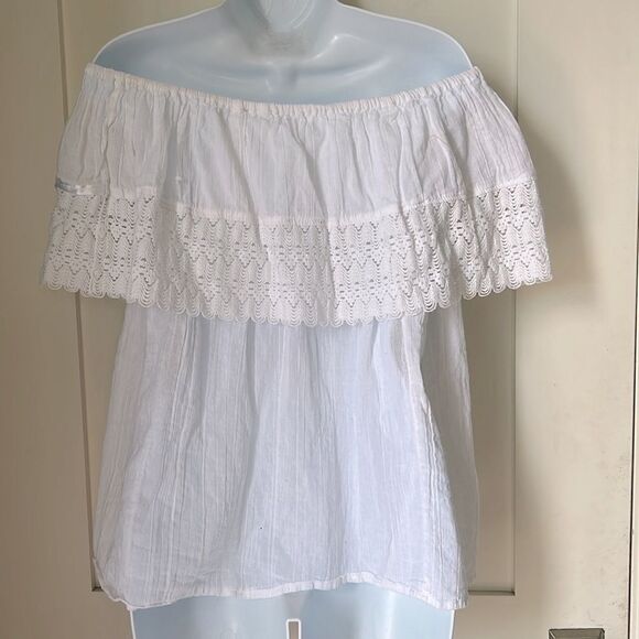 Women's Handmade Off the Shoulder Crotchet Blouse sz XL - Picture 5 of 5